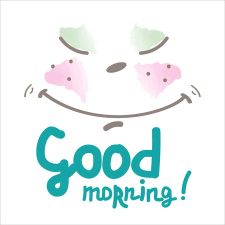 lettering good morning, cute happy smiling face, smileyのイラスト素材