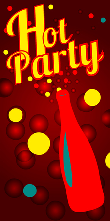 Flyer for night club. Vector champagne bottle with fireworks, confetti. Template for flyers, banner, billboard, poster, postcard, label. Festive card for holiday, birthday, party Element for holidayのイラスト素材