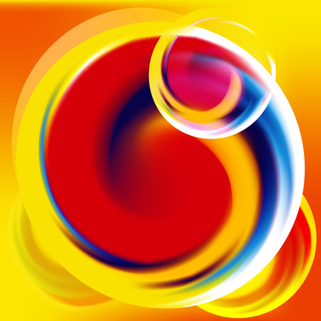 Bright creative flowing round vector dynamic abstract background. Red, yellow, blue, orangeのイラスト素材
