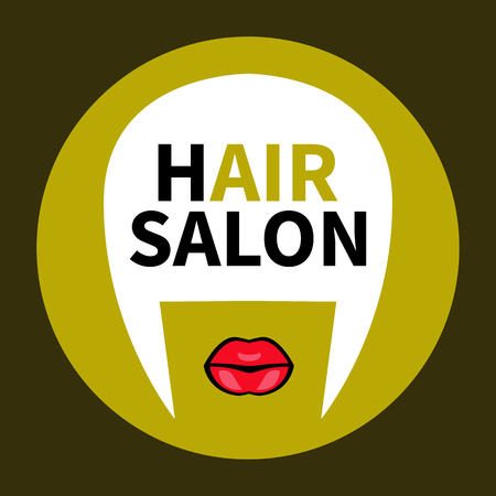hair shop. Stylish trendy vector golden badge, sticker, tags, flat icon stylist, cosmetologist, hairdresser isolated.のイラスト素材