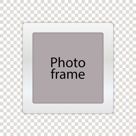 Photo frame, passepartout. Vector square white paper with shadow, isolated on a transparent background.のイラスト素材