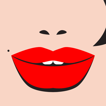 sexy lips. vector illustration of female mouth painted with red lipstickのイラスト素材