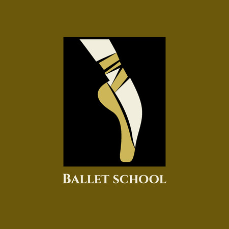 Vector ballet school. Icon classical dance class. Foot of  ballerina in Pointe shoes with ribbons.のイラスト素材