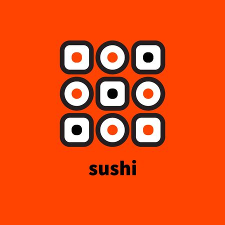 Logo sushi. Vector flat icon. Symbol seafoodのイラスト素材