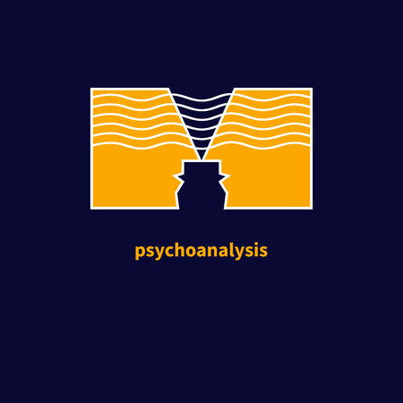 Logo psychologist. Icon of psychotherapy, of psychoanalysis. Symbol of communication. Vector illustrationのイラスト素材