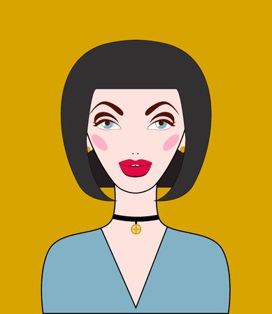Young woman with choker on neck. Trendy jewelry. Vector illustration.のイラスト素材
