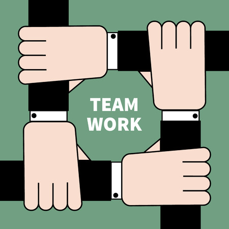 Icon collaboration. Friendship in business. Concept of teamwork. Vector illustration.のイラスト素材