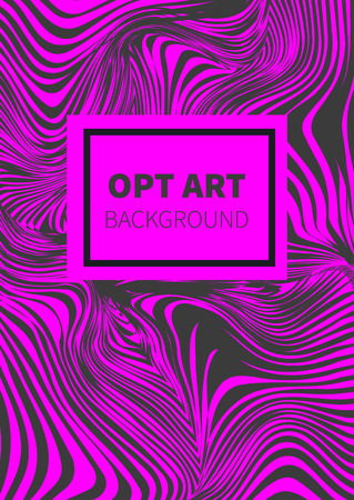 Striped black and pink opt art. Geometric optical illusion with stripes. Abstract background, card. Vector illustration.のイラスト素材