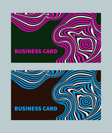 Bright creative business card style opt art with distorted stripes. Template for flyers, leaflets. Vector illustration.のイラスト素材
