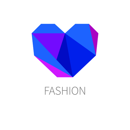 Jewel in shape of polygon of blue hearts. Logo for fashion blogger, blog about style. Icon accessories store. Trend vector illustrationのイラスト素材