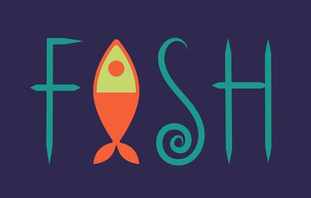 Lettering fishのイラスト素材