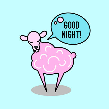 Banner with pink curly sheepのイラスト素材