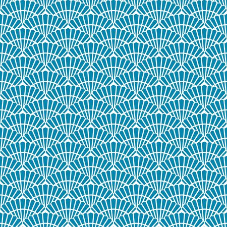 Asian blue and white seamless pattern with scallop. Abstract background for textile, paper wrapper, print for fabric. Vector illustrationのイラスト素材