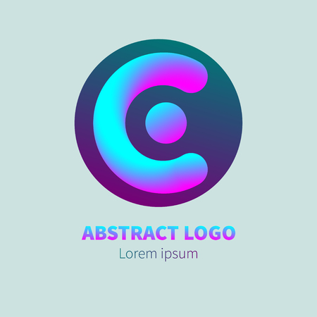 Logo letter c in circle. Gradient blue and pink icon communication 3D  isolated. Vector illustration.のイラスト素材