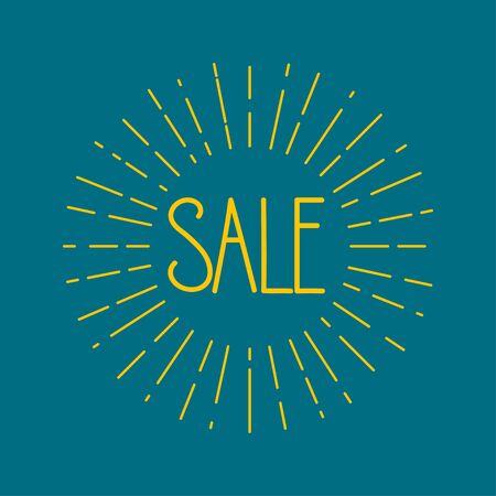 Card sale with starburst. Blue retro banner sunburst. Vector illustration.のイラスト素材