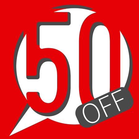 Sale 50 persent off, red special offer banner. Vector illustration. - stock vectorのイラスト素材