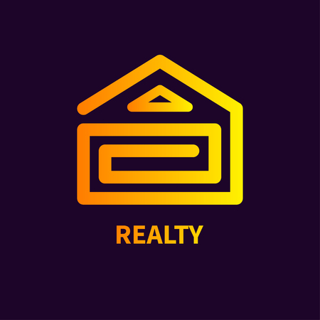 Golden logo estate. House in form of  spiral. Vector illustrationのイラスト素材