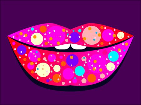 Glamorous gloss shiny lips. Evening make-up. Vector illustration.のイラスト素材