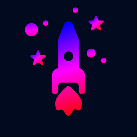 Rocket launch into space. Modern gradient logo startup business. Vector graphic designのイラスト素材