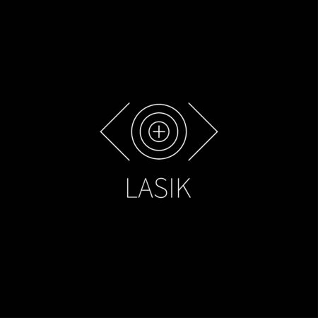 Logo lasik surgery in style of fine lines. Icon laser vision correction. Vector illustrationのイラスト素材