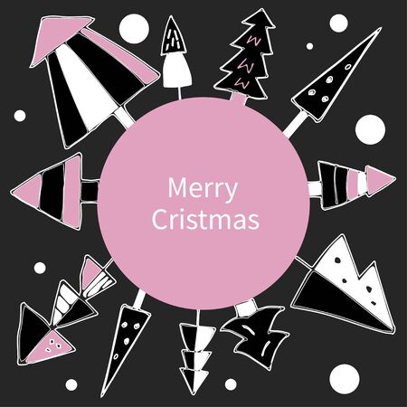 Christmas trees and snowのイラスト素材