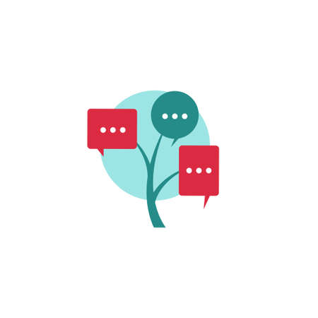 Vector tree with bubbles messages. Logo, icon, psychology, chat, discussions, networking.のイラスト素材