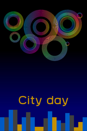 Fireworks in night city. Day of city. Stock vectorのイラスト素材