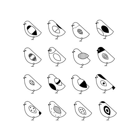Icons set of decorative birdsのイラスト素材