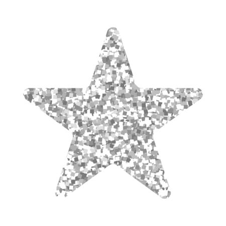 Silver christmas star isolated on white background. Shining glittering star. Vector illustrationのイラスト素材