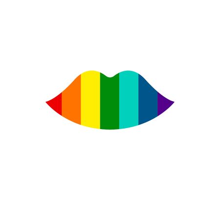 Icon gay club. Female lips with rainbow. Vector illustrationの写真素材