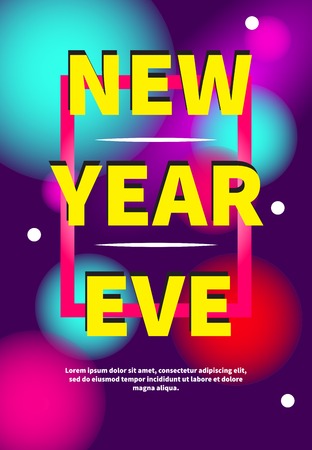 New year - poster. Invitation to eve. Template for new year card, flyer, banner. Abstract background with holiday lights. Vector illustrationのイラスト素材