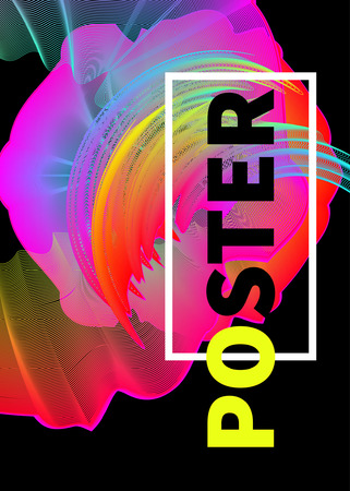 Creative music summer bright poster. Curves, wavy lines. Template for flyer, card, banner. Vector illustrationのイラスト素材