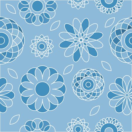 Seamless pattern abstract geometric flowers. Geometry of flowers. Floral background, card, flyer, backdrop, wallpaper. Vector illustrationのイラスト素材