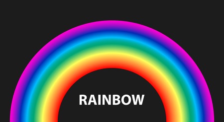 Colorful cartoon rainbow isolated on black background. Symbol of lgbt community. Vector illustrationのイラスト素材