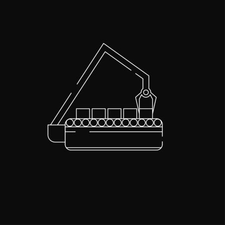 Robot in workplace. Icon conveyor. Vector illustrationのイラスト素材
