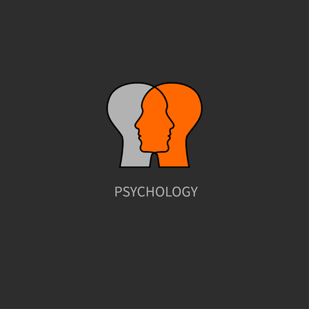 Emotional intelligence. Icon psychology. Logo psychologist. Two male profiles. Vectorのイラスト素材