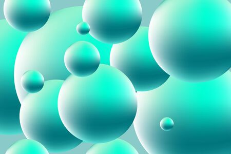 Banner with abstract 3D balls. Card, flyer with circles, spheres. Vector illustration.のイラスト素材