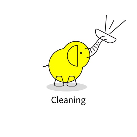 Elephant with vacuum cleaner Vector illustration.のイラスト素材
