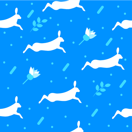 Running rabbit seamless pattern vector illustration.のイラスト素材
