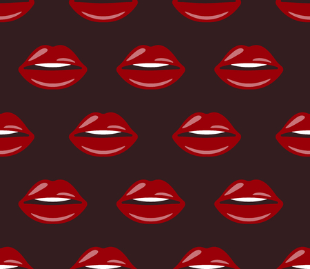 Seamless pattern with female lips. Print for paper wrapping, textile, fabric, cosmetic background. Vector illustrationのイラスト素材