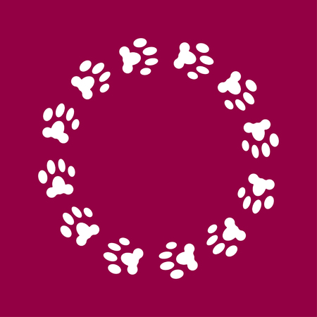 Round frame paw prints.のイラスト素材