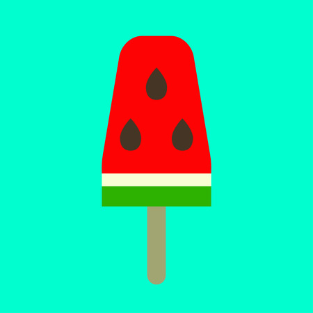 Watermelon ice cream, fruit ice cream icon, summer isolated symbol. Vector illustrationのイラスト素材