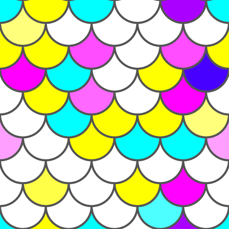 Mermaid scales. Traditional white ad pink Japanese seamless pattern. Pink soft colored fish squama. Stock vector	のイラスト素材