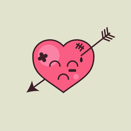 Heart with arrow, unhappy love. Vector illustrationのイラスト素材