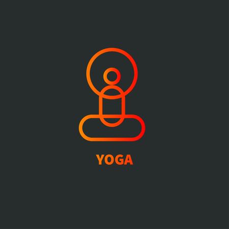 Minimal yoga icon, stylized of asana, logo of yoga studio, line gradient icon. Vector illustrationのイラスト素材