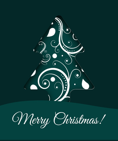 Christmas tree poster. Vector invitation for holiday partyのイラスト素材