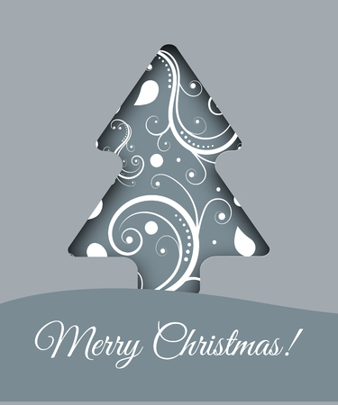 Vector paper christmas tree. Design element for holiday cards.のイラスト素材