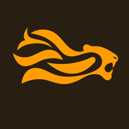 Tribal animal, tiger with flames, vector decorative design elementのイラスト素材