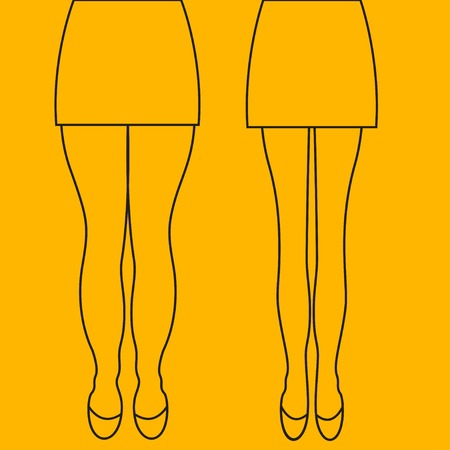Female thick and slender legs before and after weight loss, beautiful body, liposuction legs, legs massage. Vector illustrationのイラスト素材