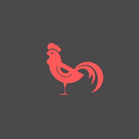 Icon cock, poultry farm   poultry silhouette, stylized silhouette of rooster, rooster icon. Vector illustrationのイラスト素材